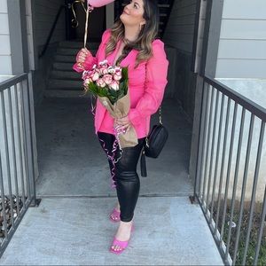 Worn worn super cute blazer with tulle sleeves